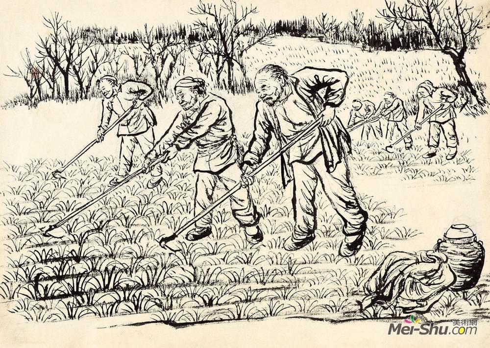 《锄麦》赵望云中国画高清作品