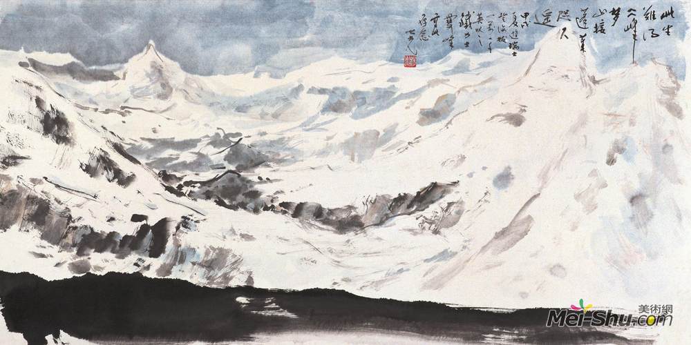 《铁力士雪峰》杨之光中国画作品