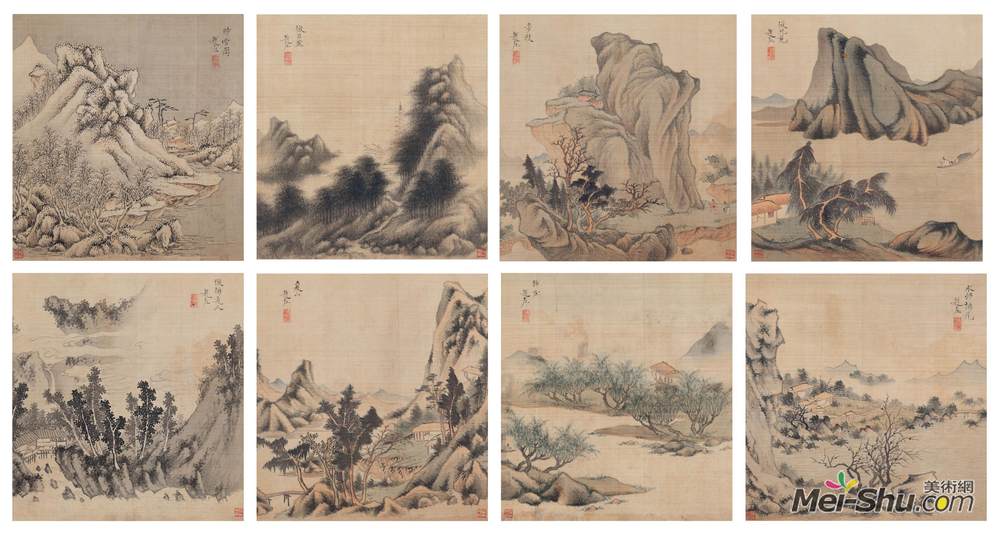 《仿古山水》赵左中国画作品欣赏