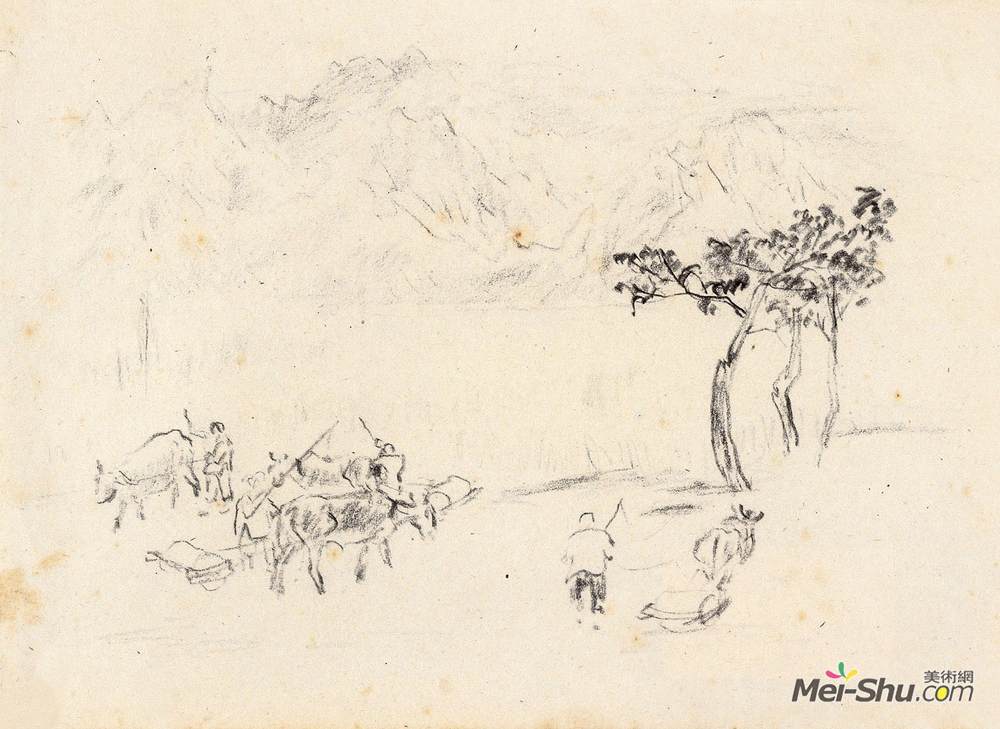 《农村写生4》赵望云中国画艺术作品欣赏