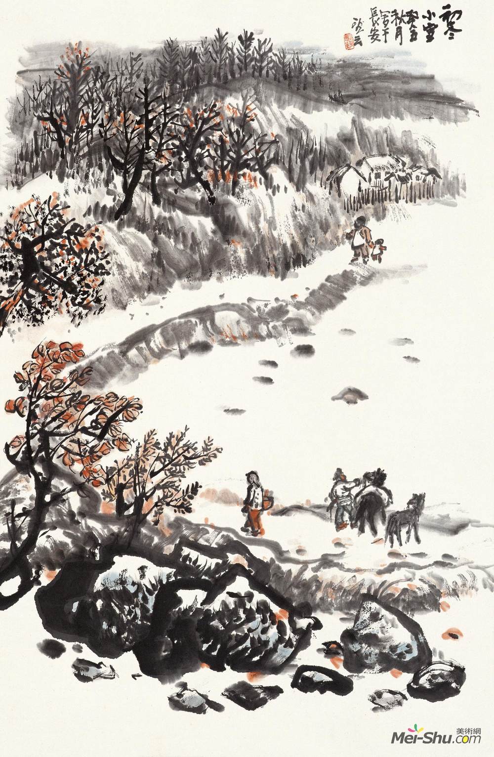 《初冬小雪》赵望云中国画艺术作品