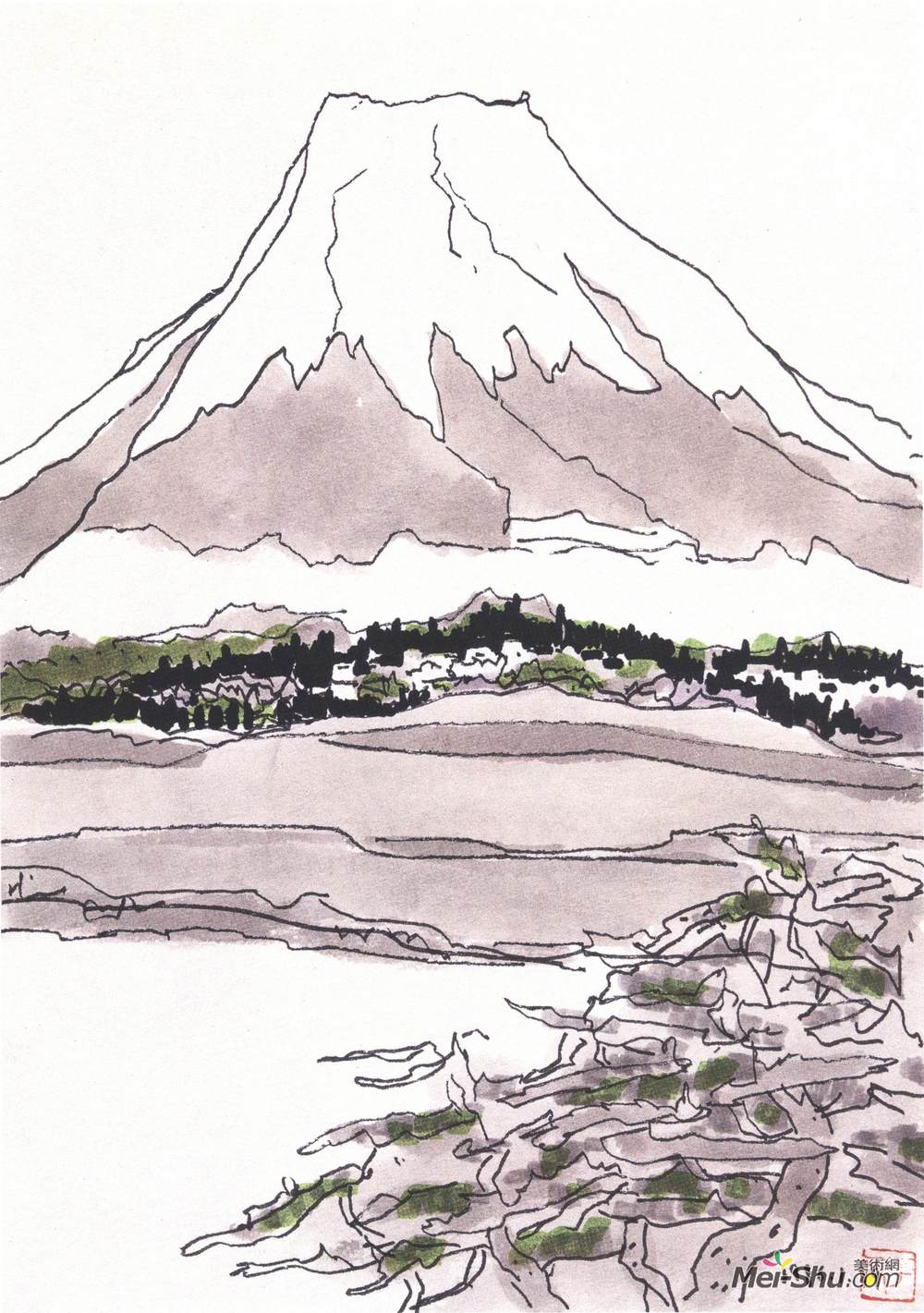 《富士山》李平凡素描艺术作品欣赏