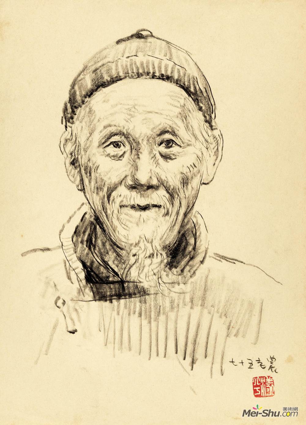 《七十五老农》张漾兮素描作品