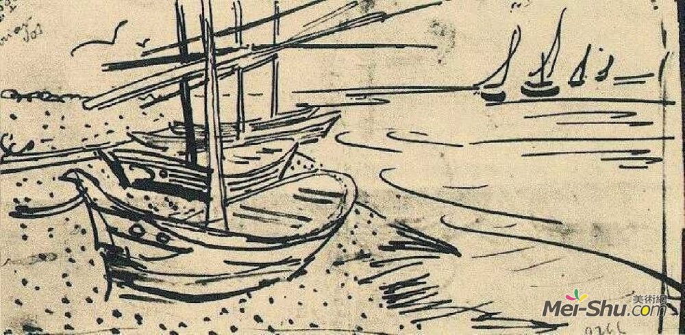 在圣马迪拉莫海边的渔船/1888年 