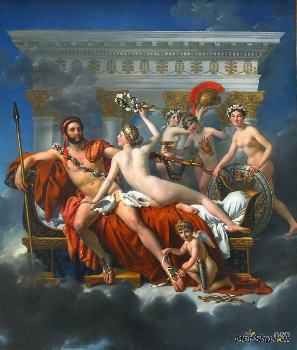 被维纳斯解除武装的战神马尔斯/法国/达维特(大卫David)/布上油画/纵385×横522厘米/巴黎卢浮宫藏 