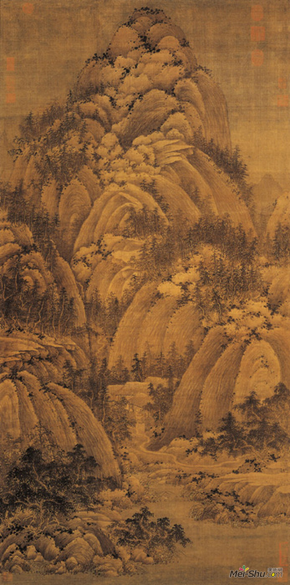 《秋山问道图》北宋巨然绢本墨笔纵165.2厘米横77.2厘米 台北故宫博物院藏