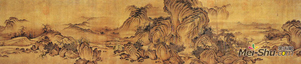 《秋山萧寺图》北宋佚名绢本淡设色纵32.5厘米横321.4厘米美国纽约大都会博物馆藏