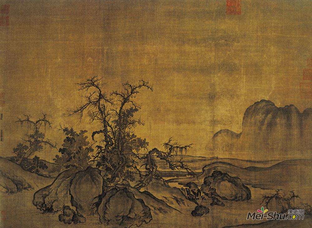 《窠石平远图》中国山水名画