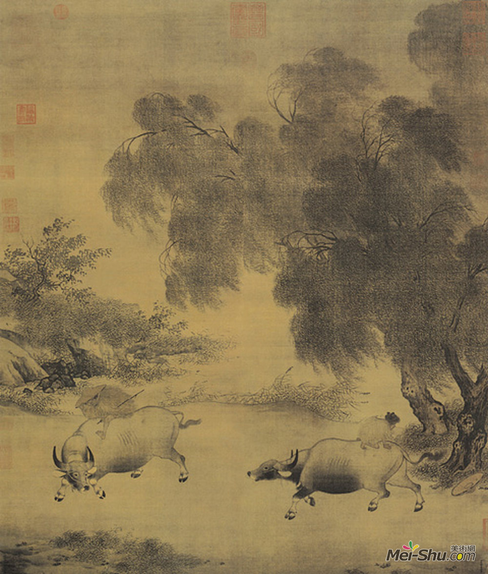 《风雨牧归图》宋李迪 绢本浅设色纵123.7厘米 横102.8厘米台北故宫博物院藏