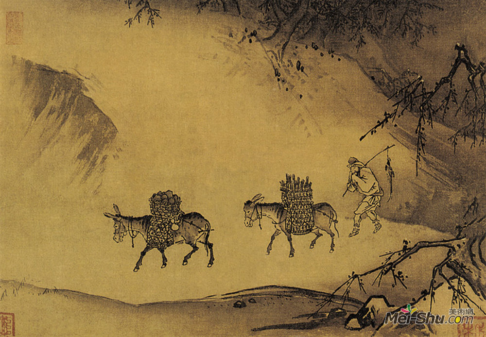 《晓雪山行图》中国山水名画