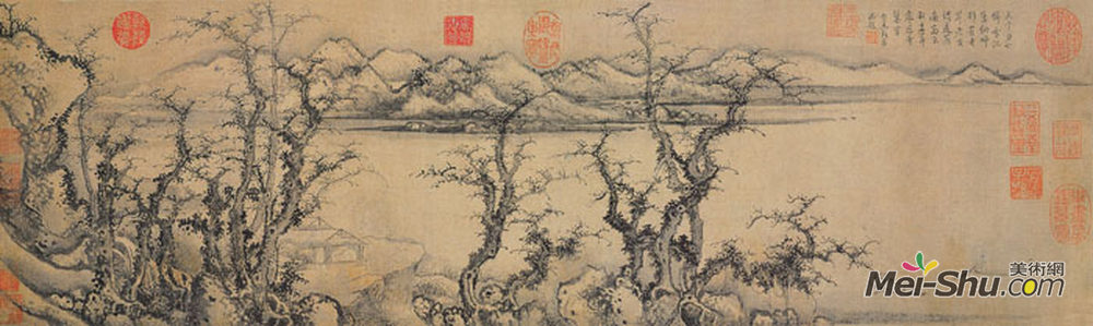 《雪江渔艇图》中国山水名画