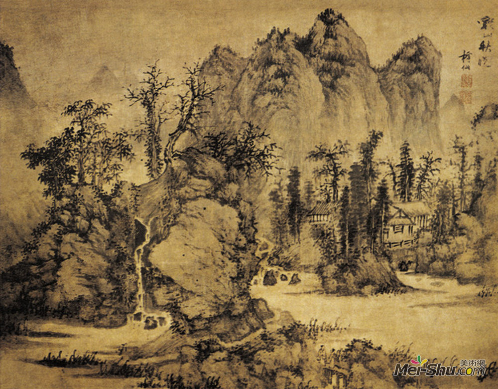 《溪山秋晚图》中国山水名画