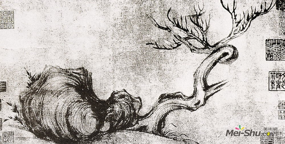 《古木怪石图》中国花鸟名画