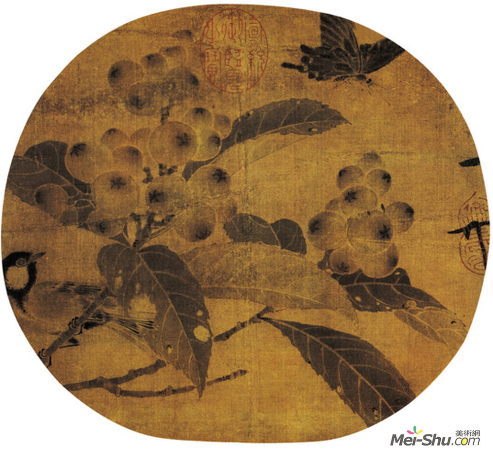 《枇杷山鸟图》中国花鸟名画