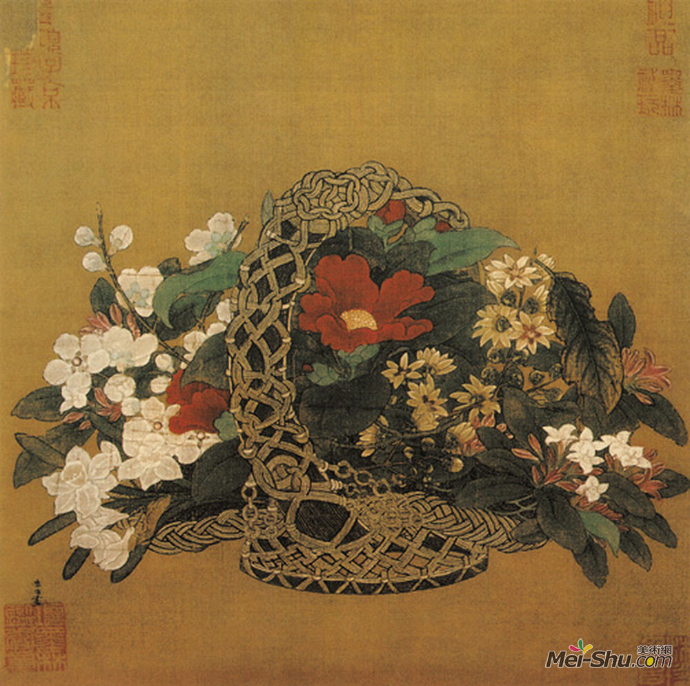 《花篮图》中国花鸟名画