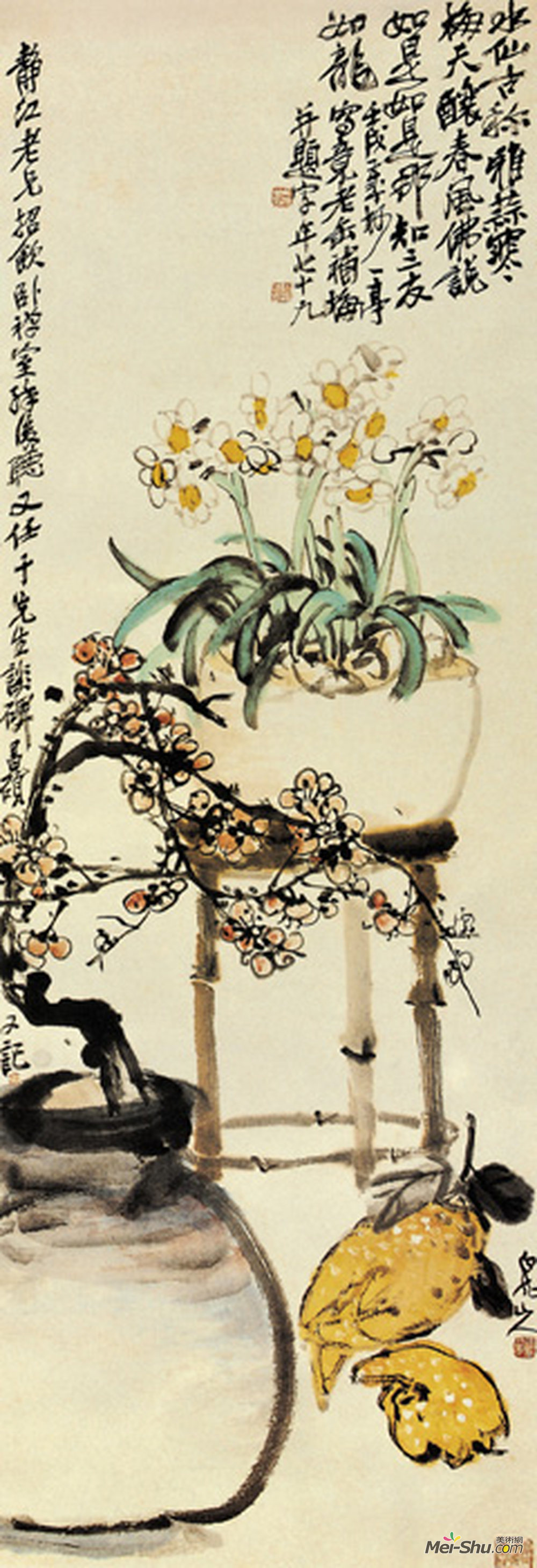 《花卉》近代吴昌硕王一亭合作纸本设色吉林省博物馆藏