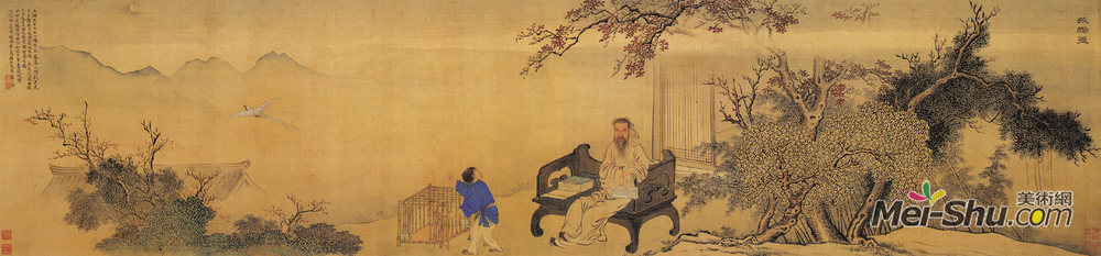 《王世祯放鹇图》中国人物名画