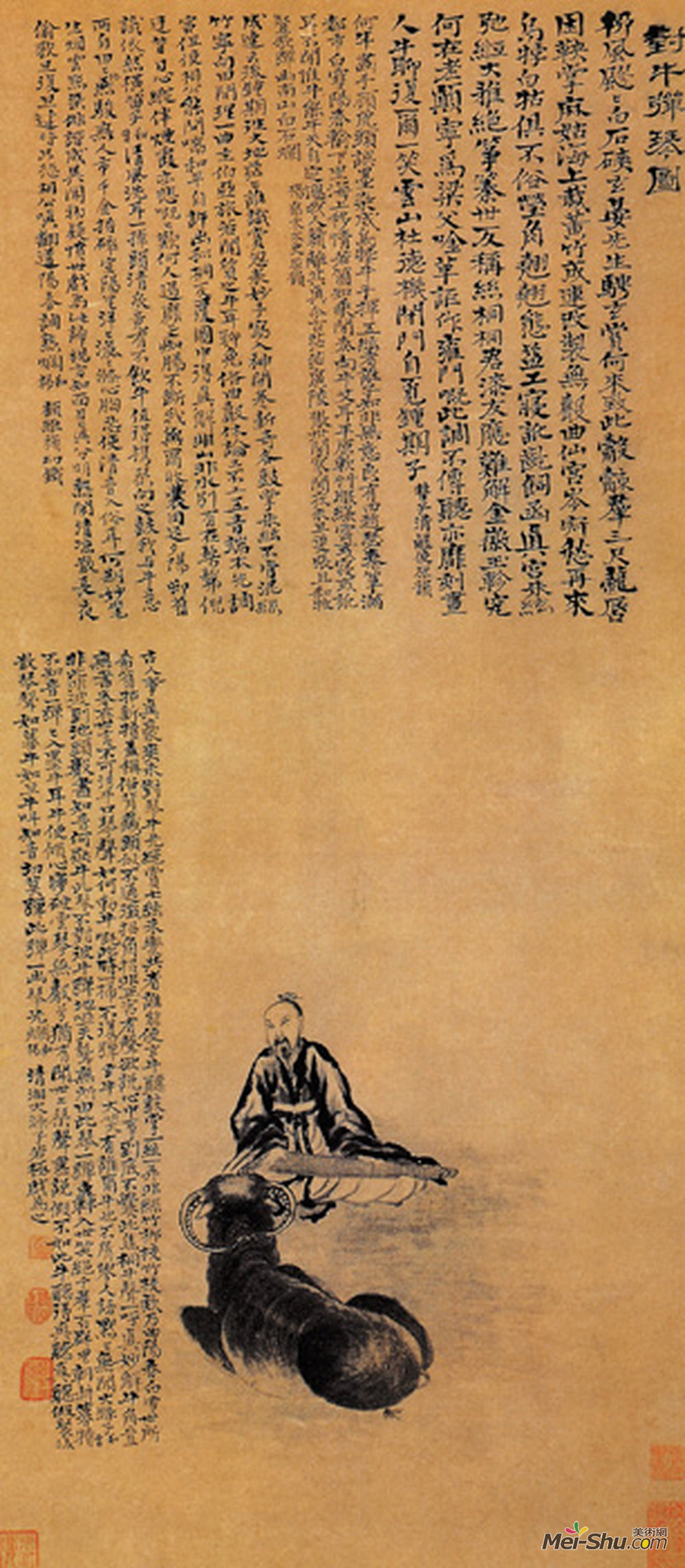 《对牛弹琴图》清石涛纸本墨笔纵132.5厘米 横53.4厘米北京故宫博物院藏