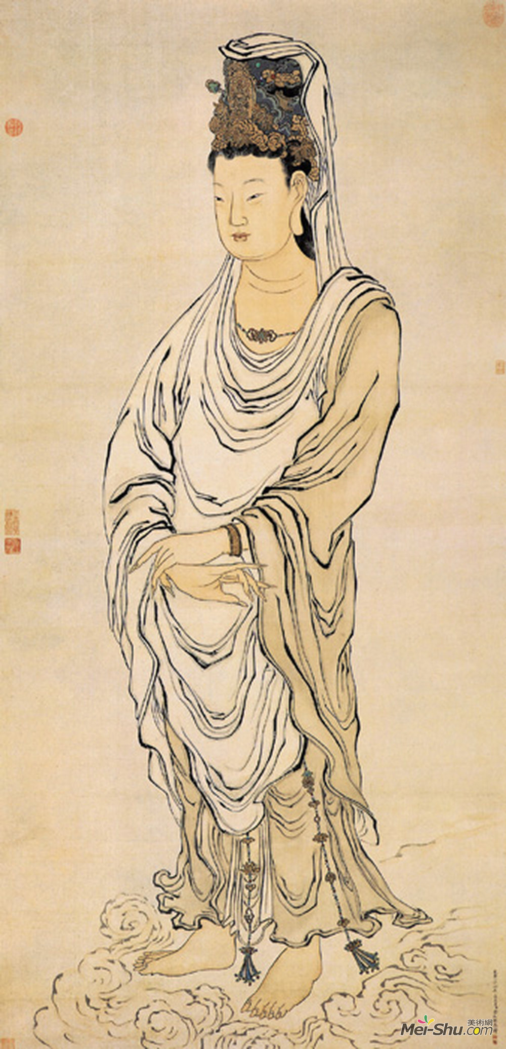 《大士图》清金廷标 纸本设色纵168厘米横81厘米 沈阳博物馆藏