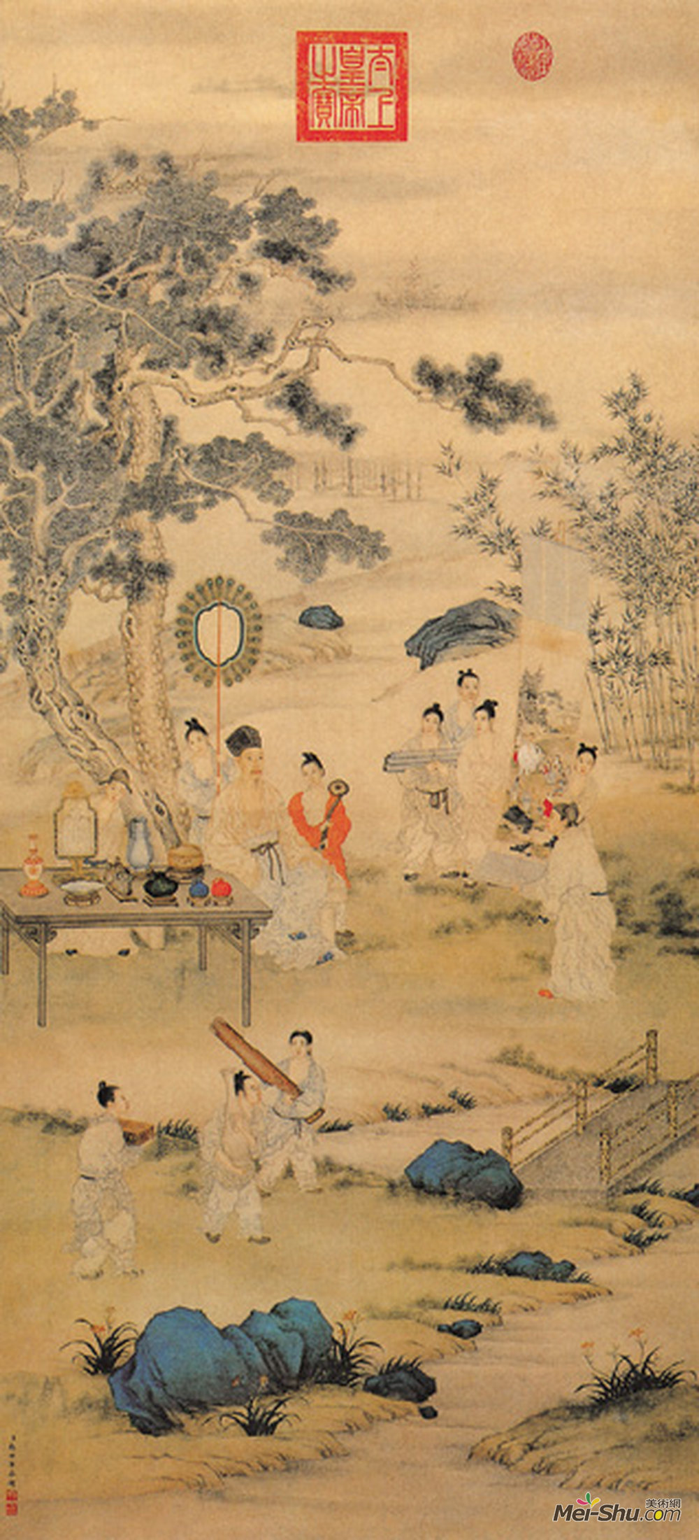 《弘历观画图》清郎世宁纸本设色纵136.4厘米横62厘米北京故宫博物院藏