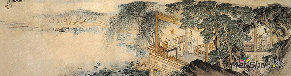 《倚栏图》中国人物名画