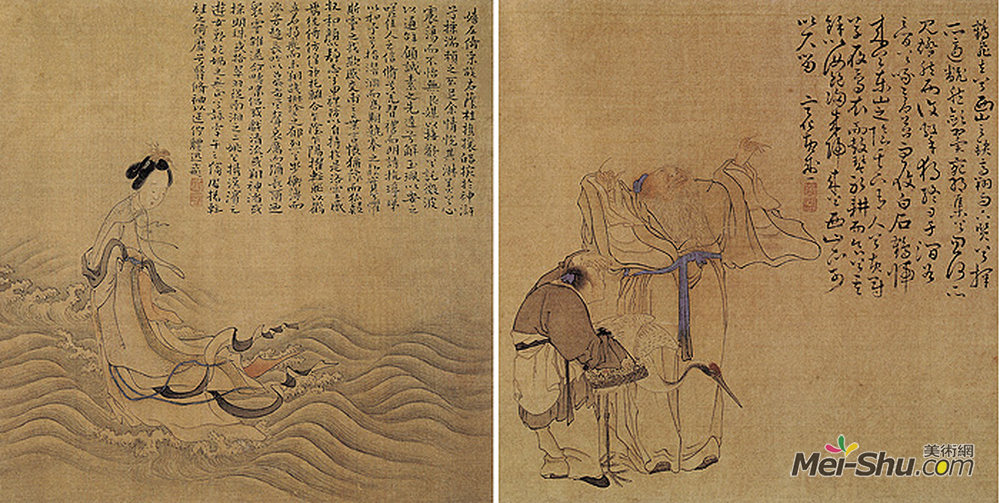 《人物册》 清黄慎纸本设色纵24.8厘米横24.5厘米天津市历史博物馆藏 