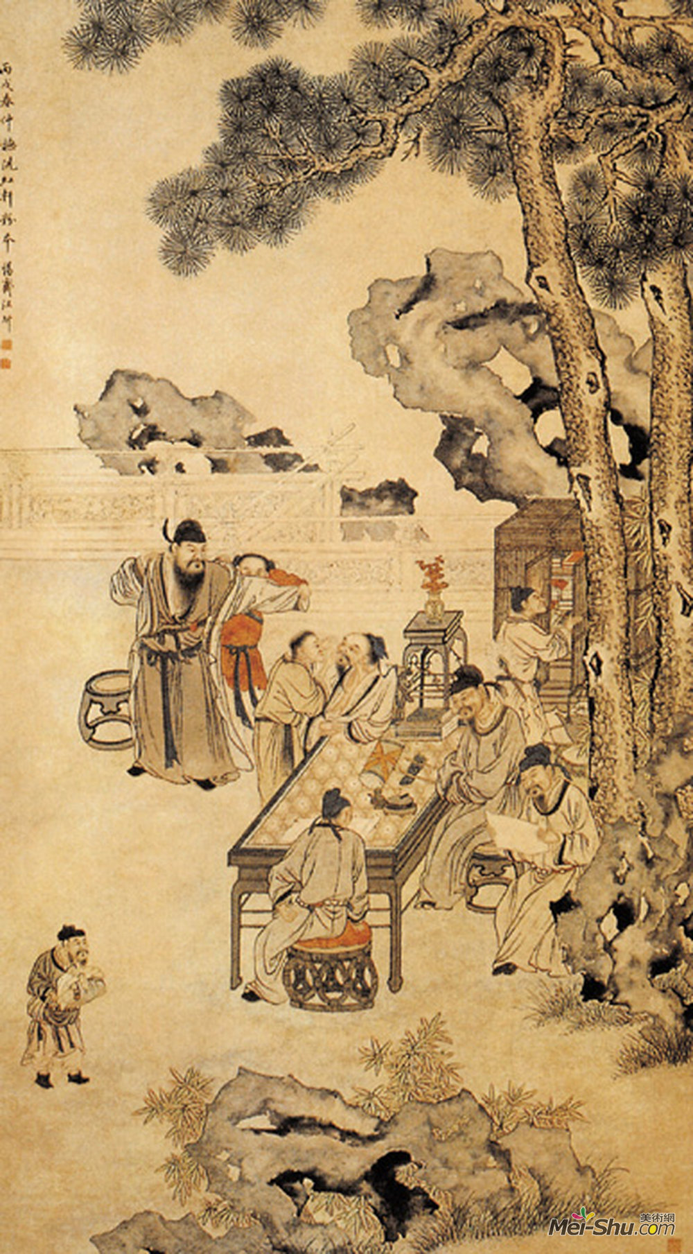 《五老图》清汪圻 纸本设色 纵171厘米横93厘米台北故宫博物院藏