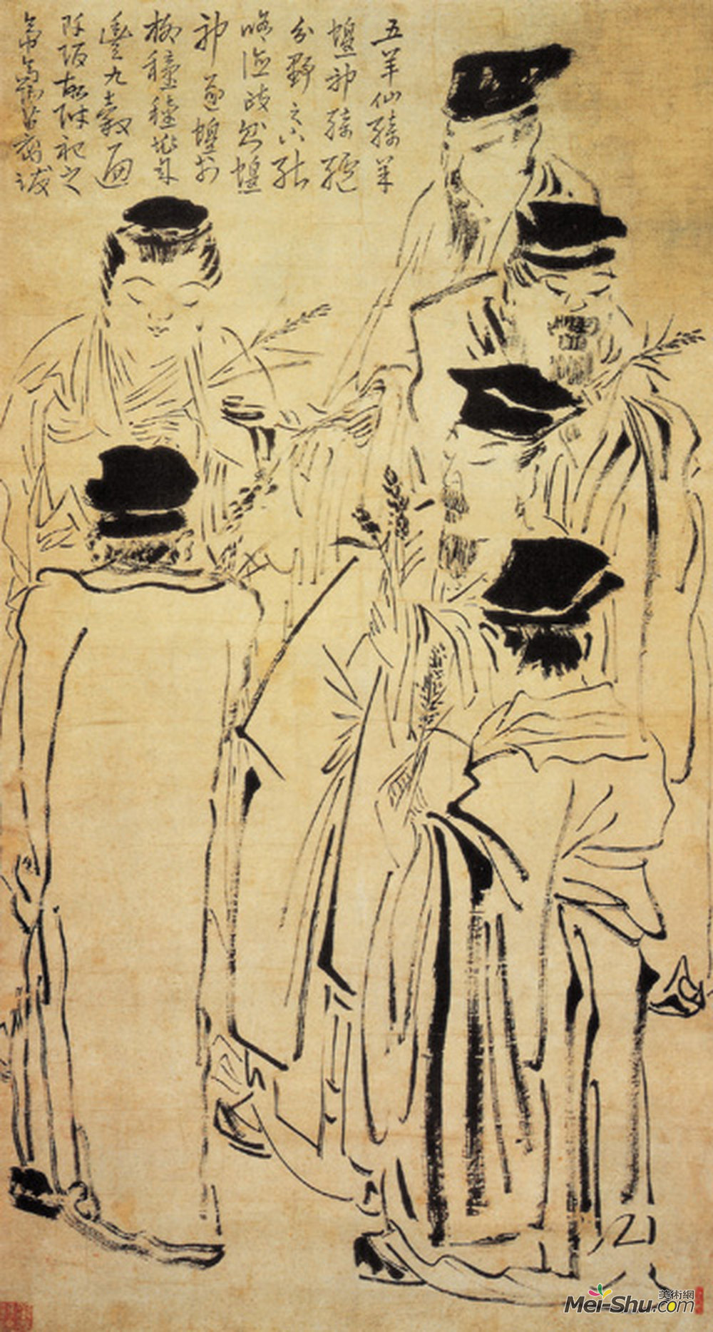 《五羊仙迹图》清苏长春 纸本设色纵178.5厘米 横67.5厘米广州美术馆藏 