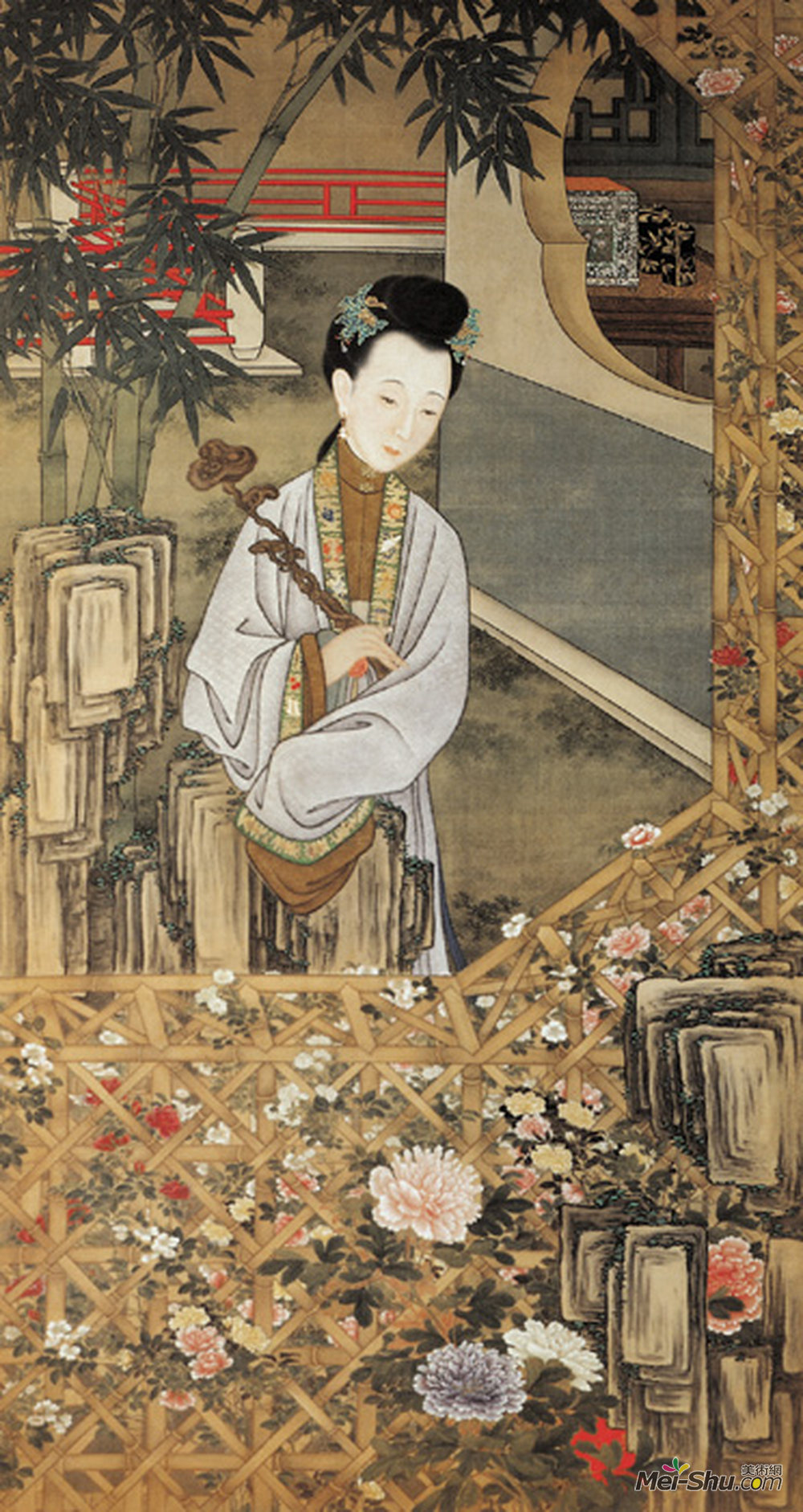 《雍正妃行乐图》清佚名绢本设色