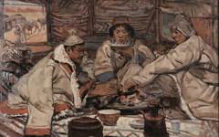 《蒙古包中》常书鸿油画高清作品