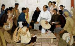 《听毛主席话》赵友萍油画作品