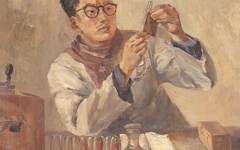 《实验室人物像一》刘迅油画作品欣赏