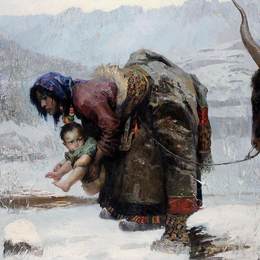 《雪山之子》尚德周油画高清作品