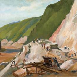 《深沙河大桥建设工地-1》冯法祀油画艺术作品