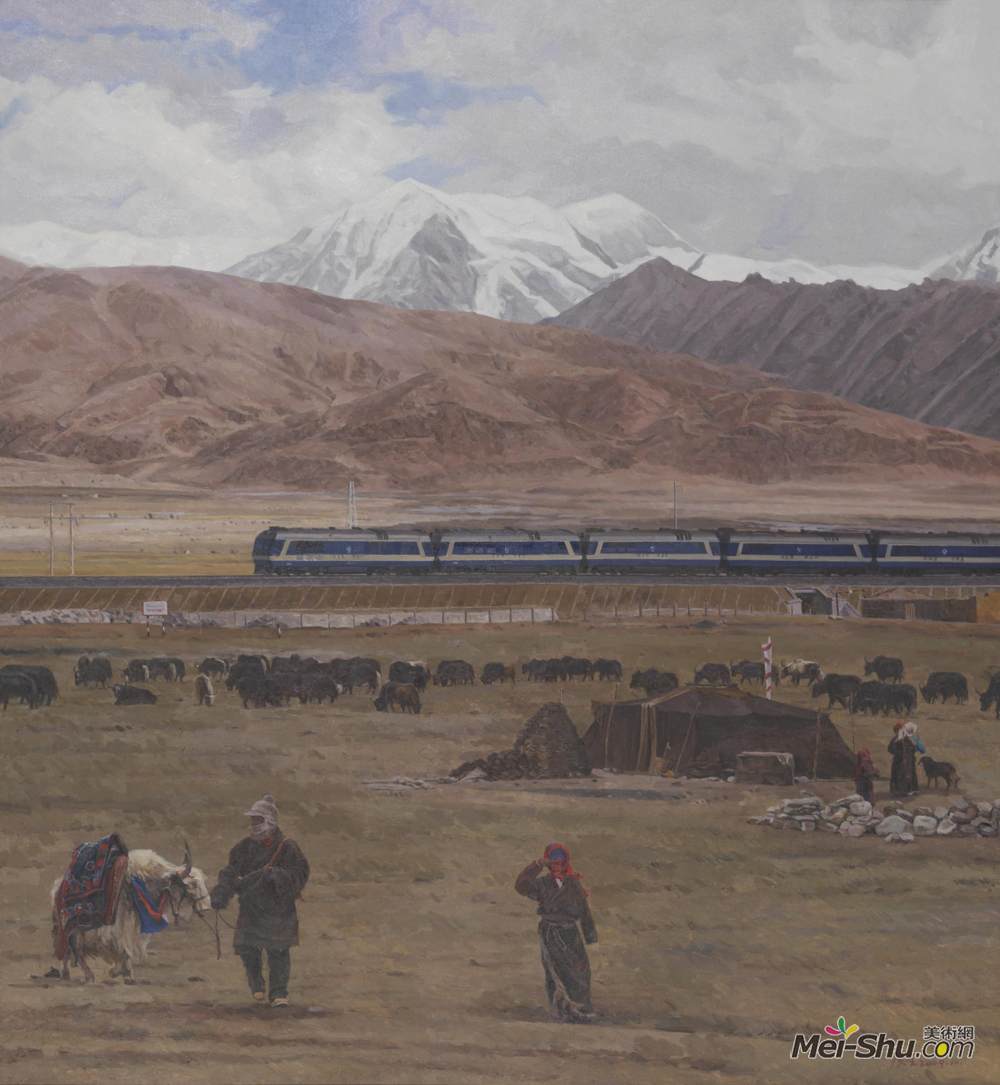 青藏铁路简笔画带颜色图片