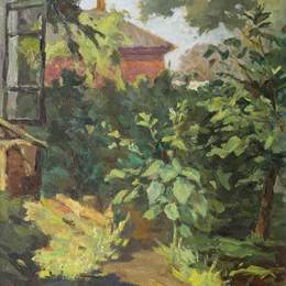 《初夏后院小景》韩景生油画作品欣赏