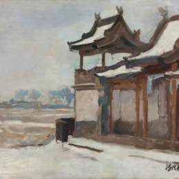 《云周西村寺庙雪景-2》冯法祀油画高清作品