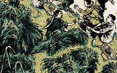 《下战书（战地会议）》罗映球版画艺术作品