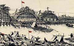 《水口大桥工地》罗映球版画艺术作品