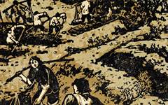 《挑肥上山》罗映球版画艺术作品