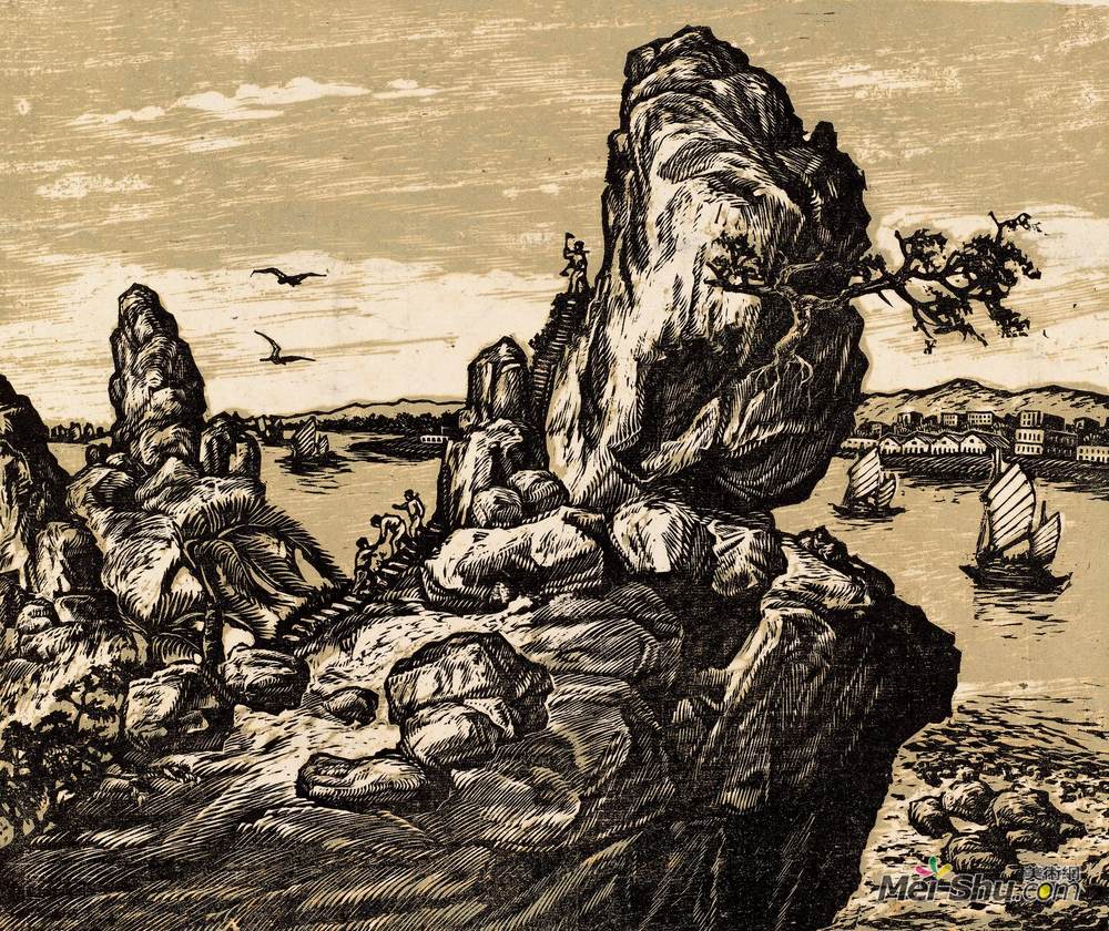 《汕头市礐石风光》罗映球版画艺术作品