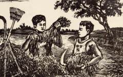 《割猪草》罗映球版画高清作品欣赏