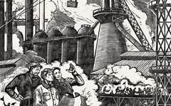 《建设高炉》汪刃锋版画高清作品