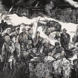 《我的家在东北松花江上》陈玉铭中国画高清作品