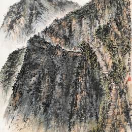 《百步梯》陈大羽中国画作品