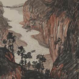 《黄河龙门口》方济众中国画作品