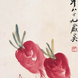 《萝卜草虫》齐白石中国画作品