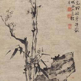 《梅石图》李方膺中国画作品欣赏