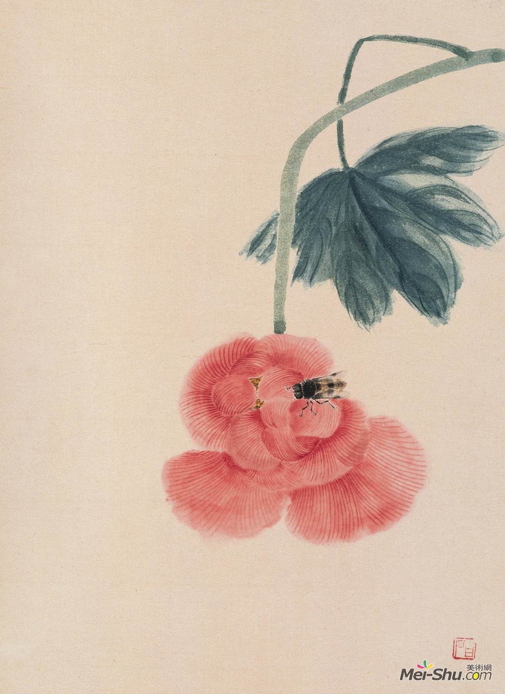 《芙蓉蜜蜂》齐白石中国画艺术作品欣赏