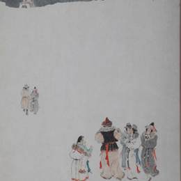 《蒙藏生活图之踏雪》孙宗慰中国画高清作品欣赏